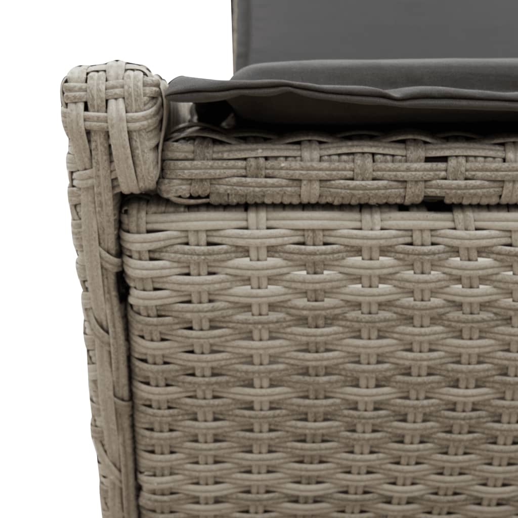 Doppel-Sonnenliege mit Kissen Schwarz Poly Rattan