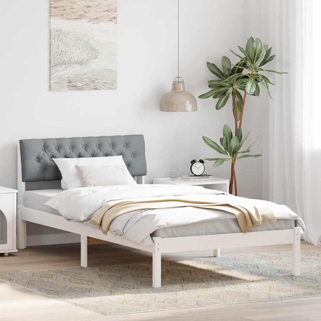 Bettgestell Braun und hellgrau 200 x 200 cm Massivholz Kiefer