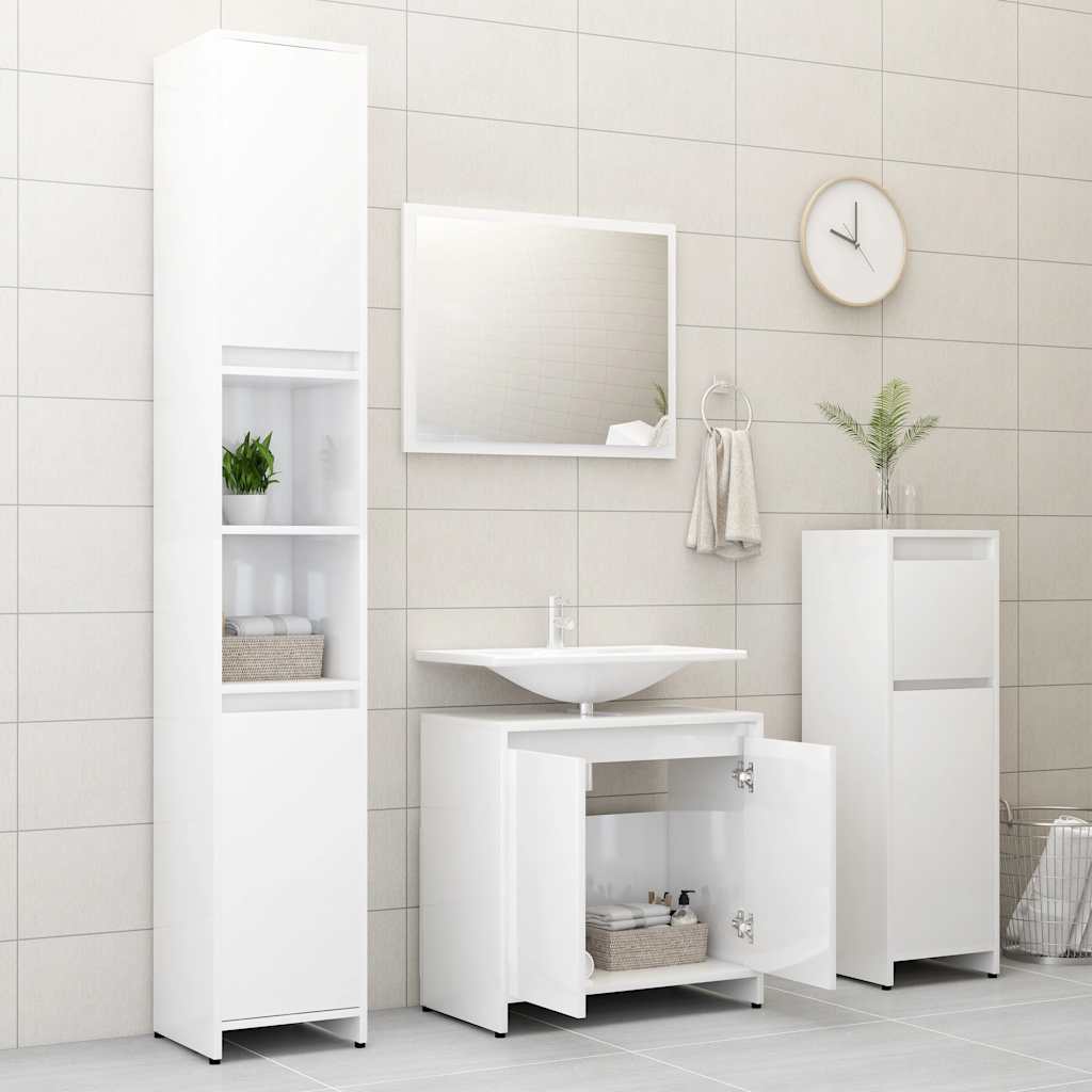 Badmöbel-Set Weiß Holzwerkstoff