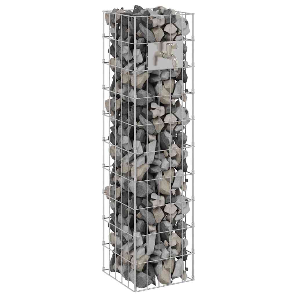 Gabionen Wasserhahn Silber 26 x 25 x 50 cm Edelstahl