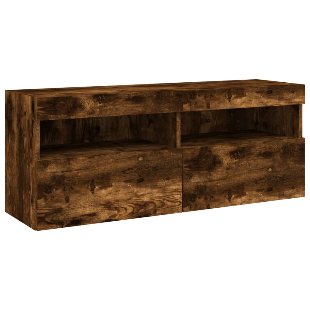 5-tlg. Wohnwand mit LED-Beleuchtung Weiß Holzwerkstoff