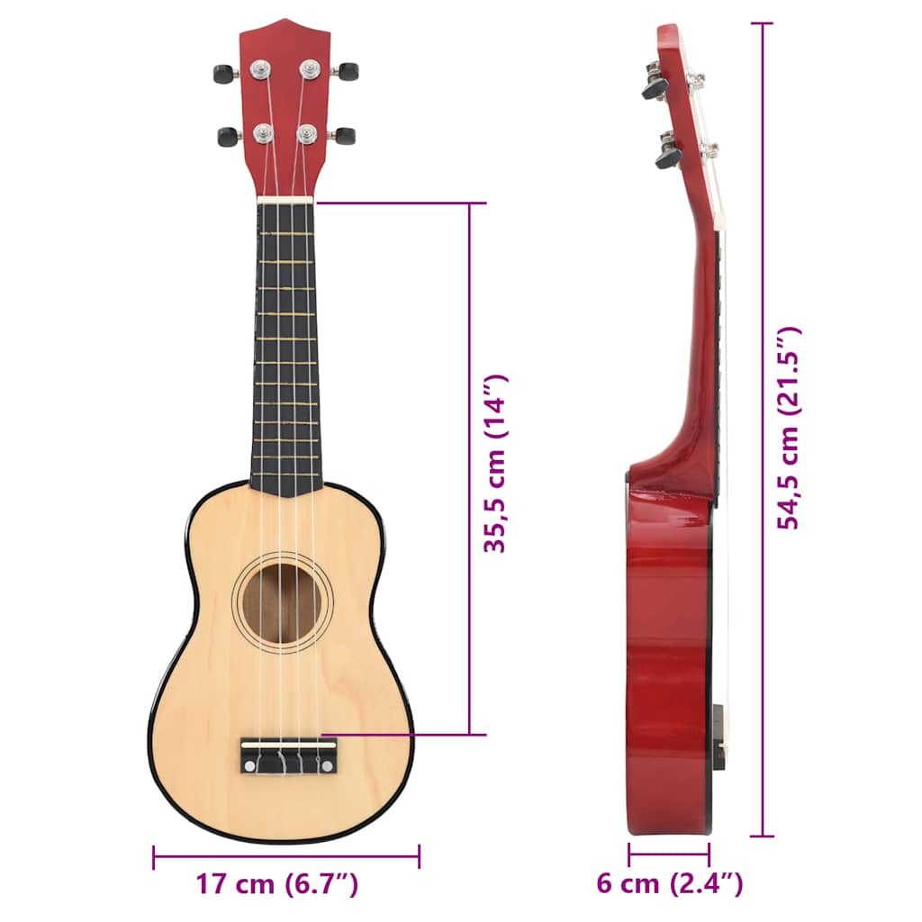 Sopran Ukulele Set für Kinder mit Tasche Dunkles Holz 21