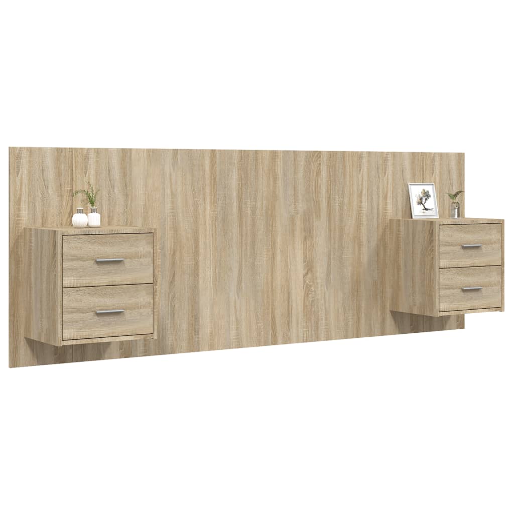 Kopfteil mit Nachttischen Weiß Holzwerkstoff
