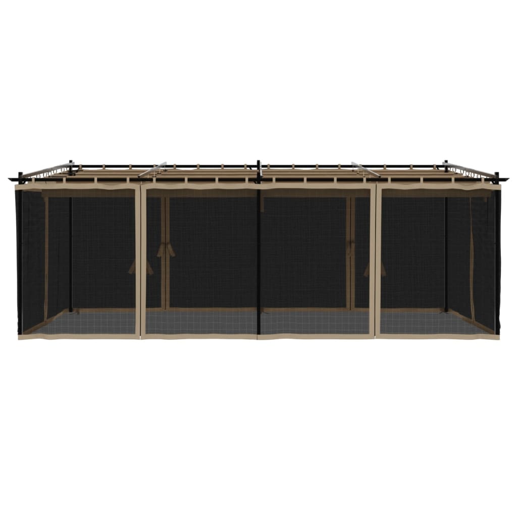 Pavillon mit Netzwände Creme 3x3 m Stahl