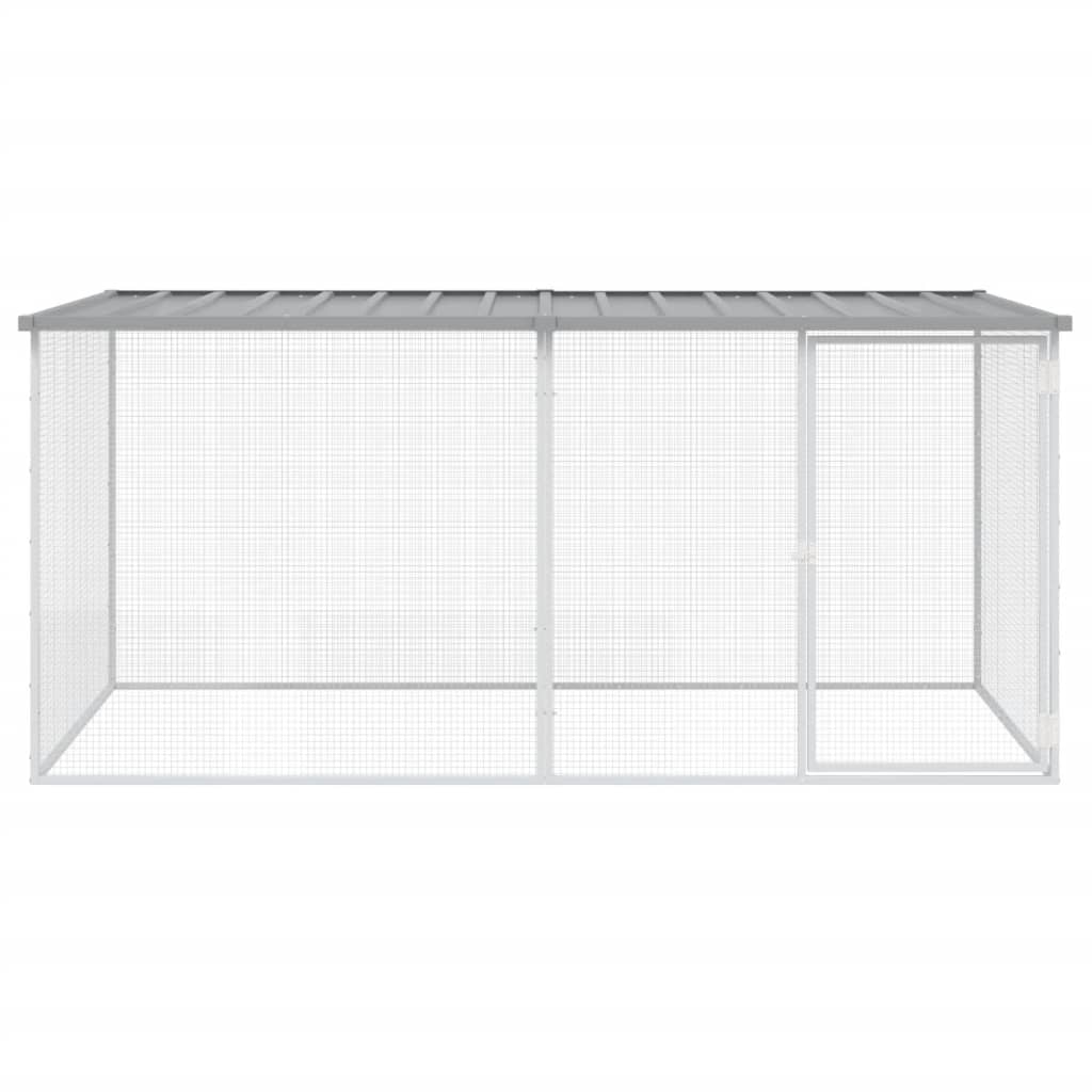Hühnerkäfig mit Dach Anthrazit 203x98x90 cm Verzinkter Stahl
