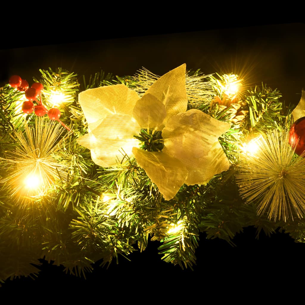 Weihnachtskranz mit LED-Lichtern Grün 60 cm PVC