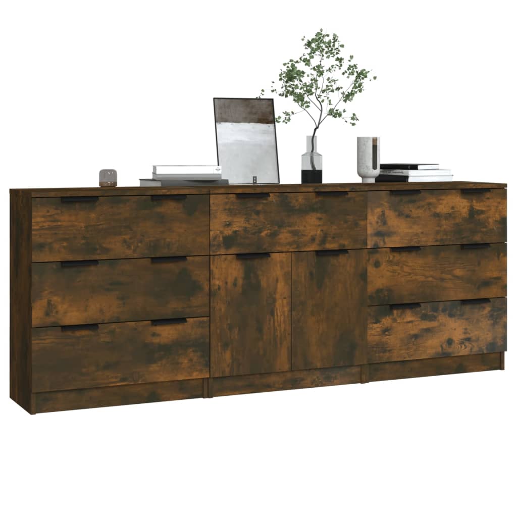 3-tlg. Sideboards Weiß Holzwerkstoff