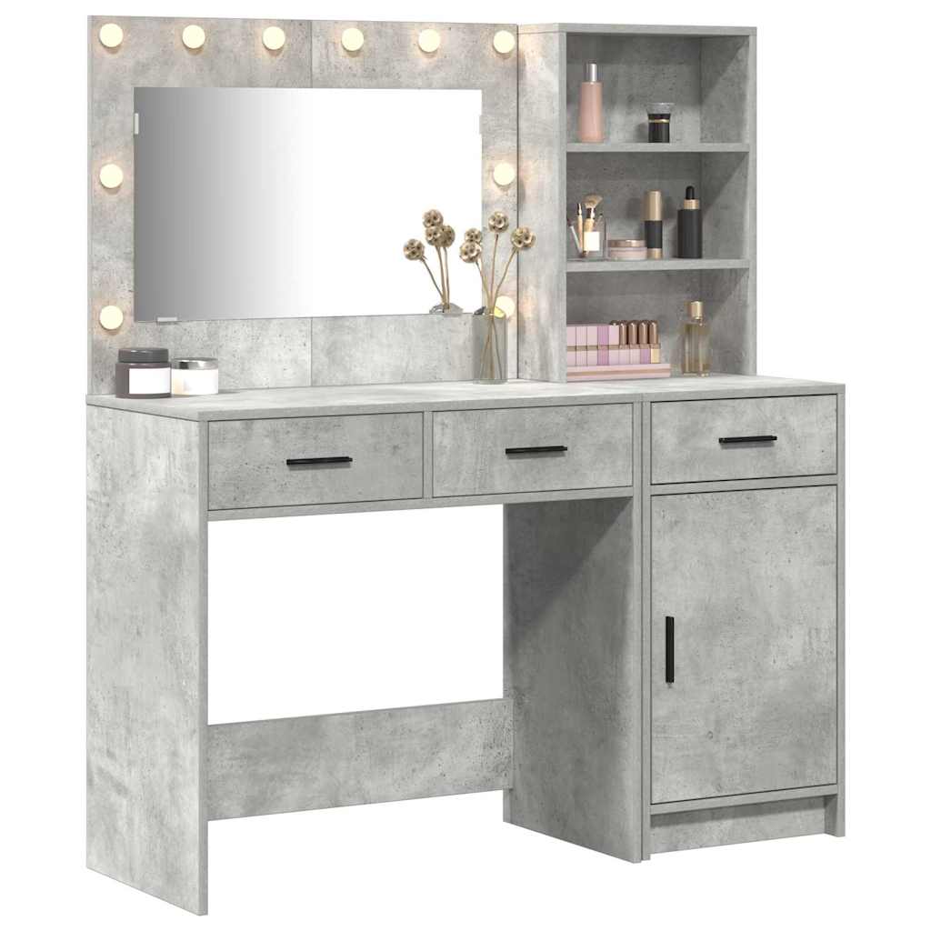 Schminktisch mit Spiegelbeleuchtung 2 pcs Weiß Holzwerkstoff