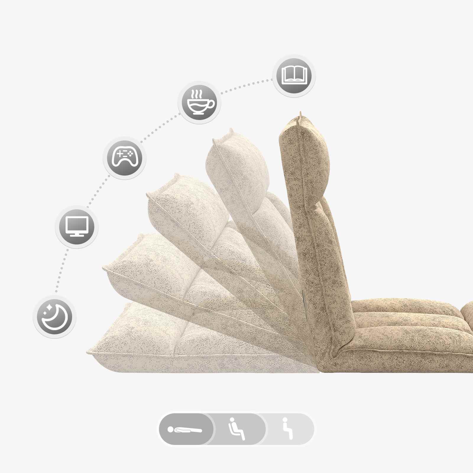Verstellbarer Fußsessel Braun Stoff