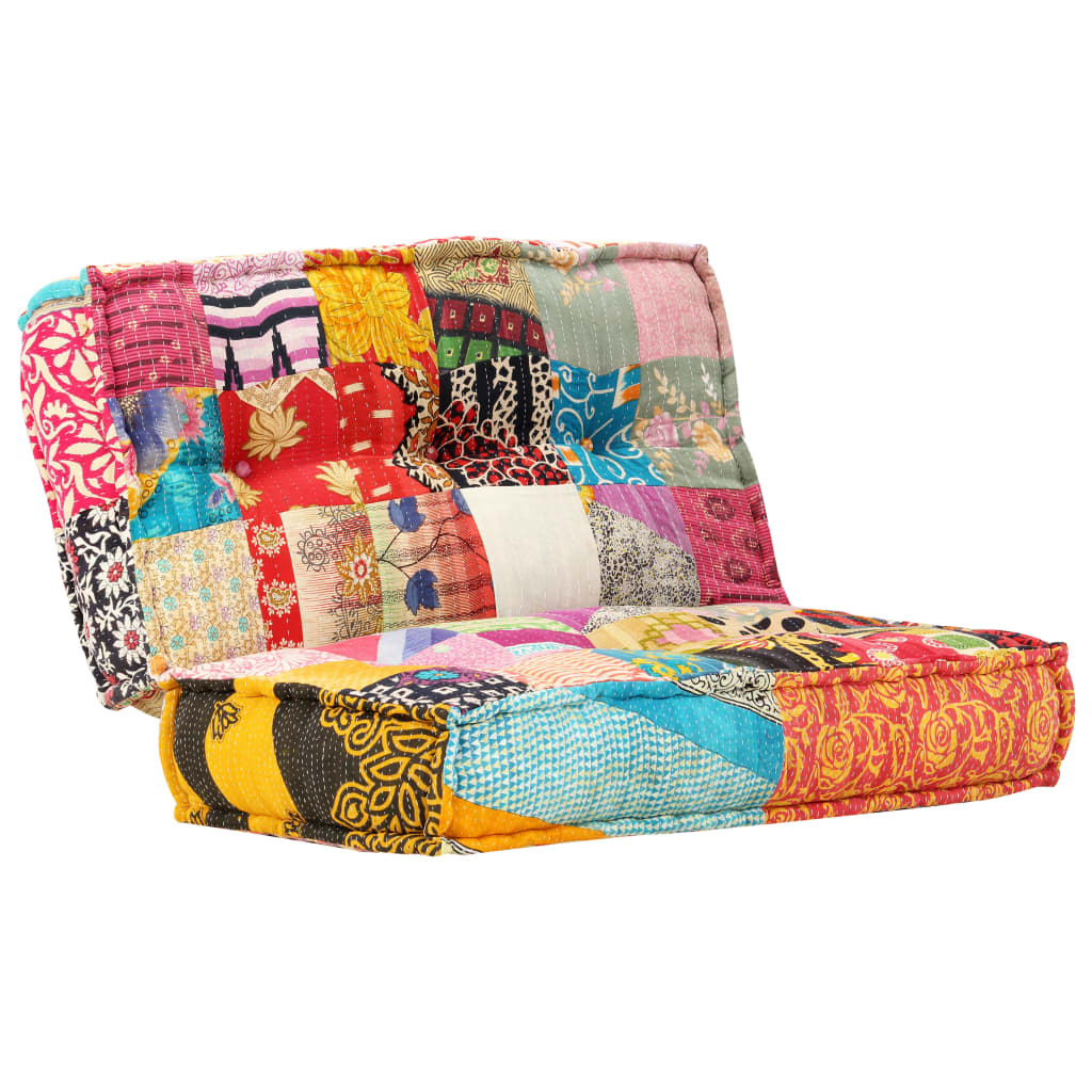 2-Sitzer Modularer Pouf Patchwork Stoff
