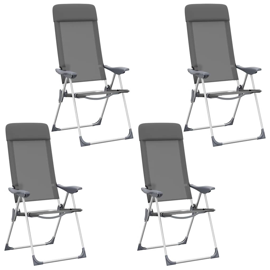 Klappbare Campingstühle 2 Stk. Grau Aluminium