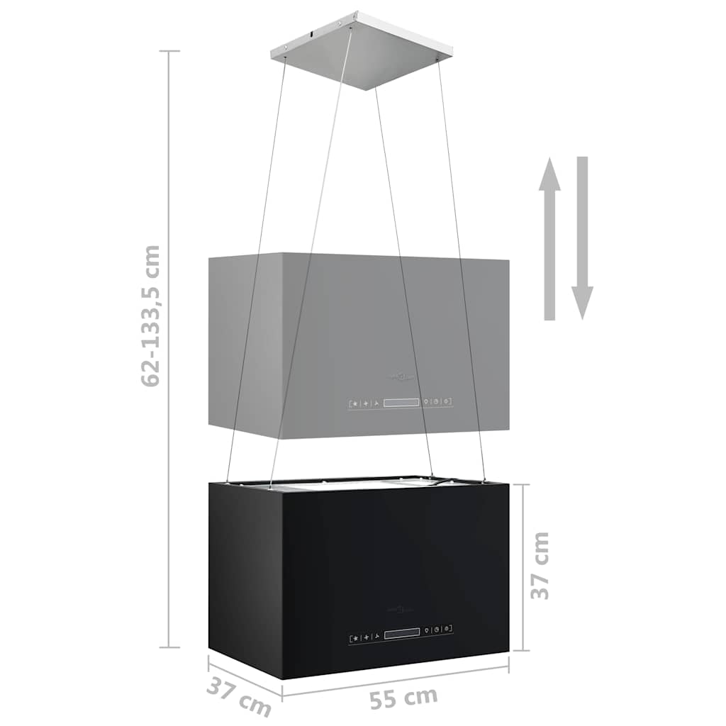 Hängende Inselhaube Touch-Sensor LCD 37 cm Edelstahl