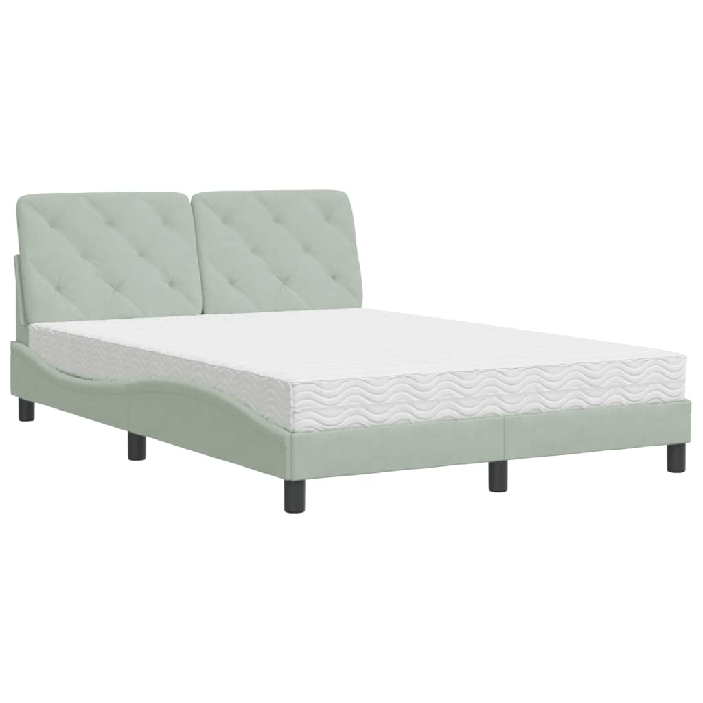 Bett mit Matratze Hellgrau 80x200 cm Samt