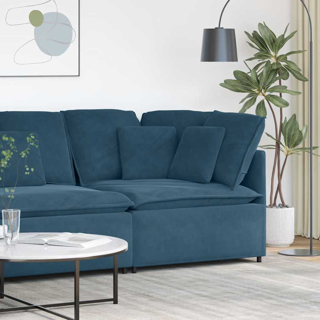 Modulares Sofa Endmodul mit Armlehne Kissen Blau 100 cm
