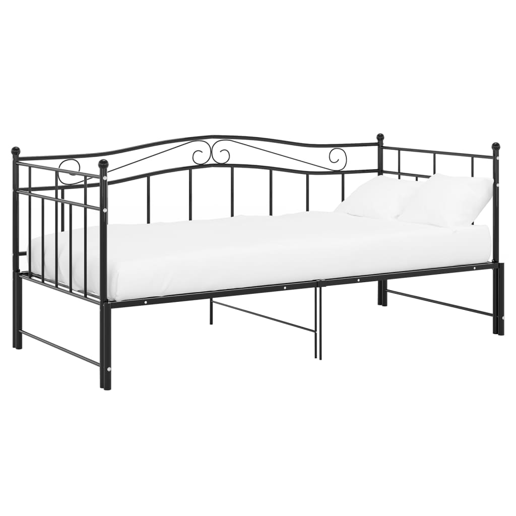Ausziehsofa Bettgestell Schwarz Metall 90x200 cm