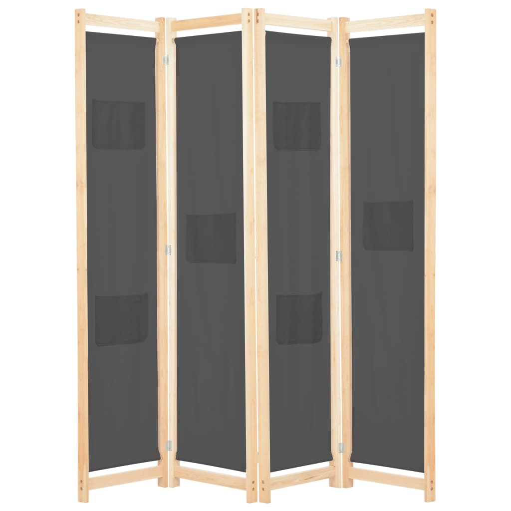 5-teiliger Raumteiler Creme 200 x 170 x 4 cm Stoff