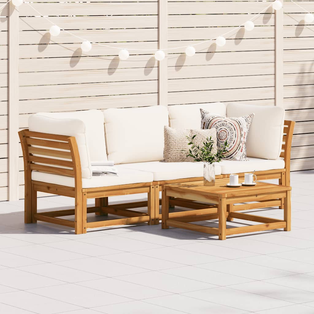 4-tlg. Garten-Lounge-Set mit Kissen Massivholz Akazie
