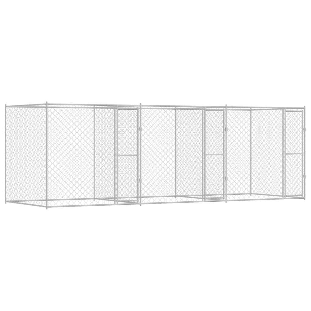 Hundezwinger mit Tür Grau 2x2x1,5 m Verzinkter Stahl