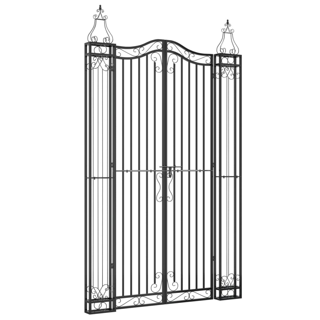 Gartentor Schwarz 121x8x100 cm Schmiedeeisen
