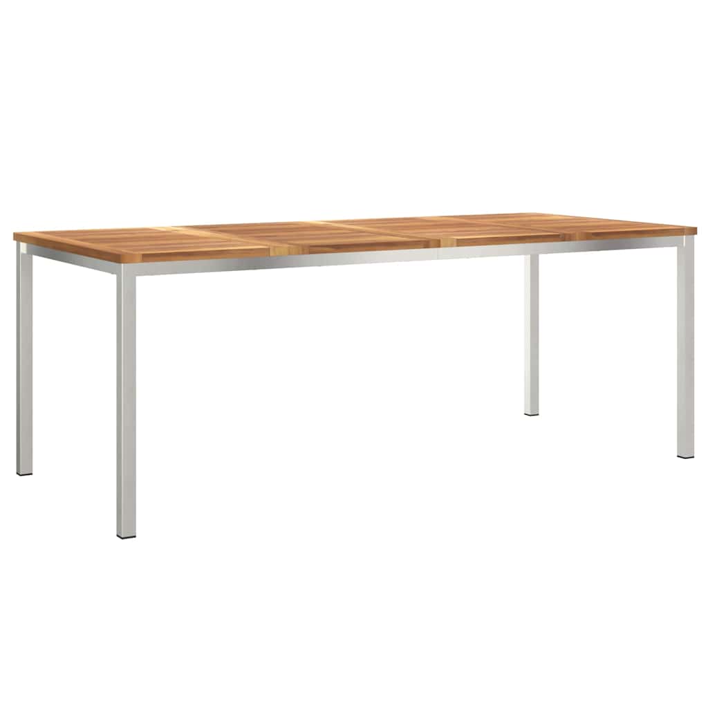 Esstisch 90x90x75 cm Massives Akazienholz und Edelstahl