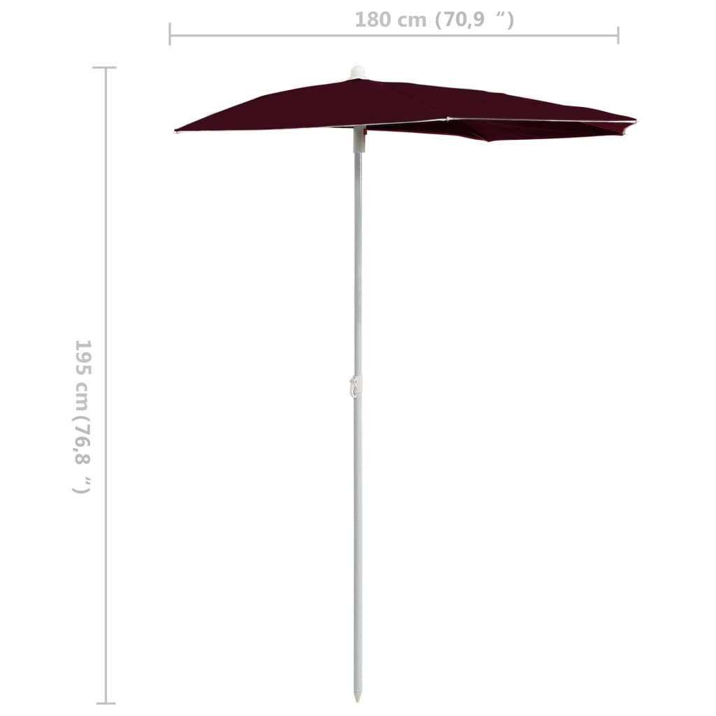 Halb-Sonnenschirm mit Mast 180x90 cm Anthrazit