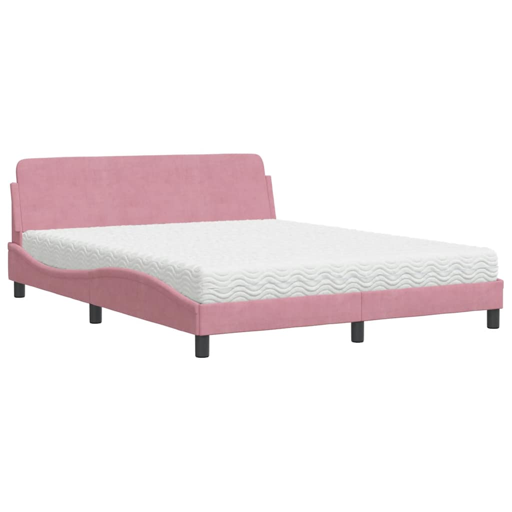 Bett mit Matratze "Dover" Hellgrau 80x200 cm Samt