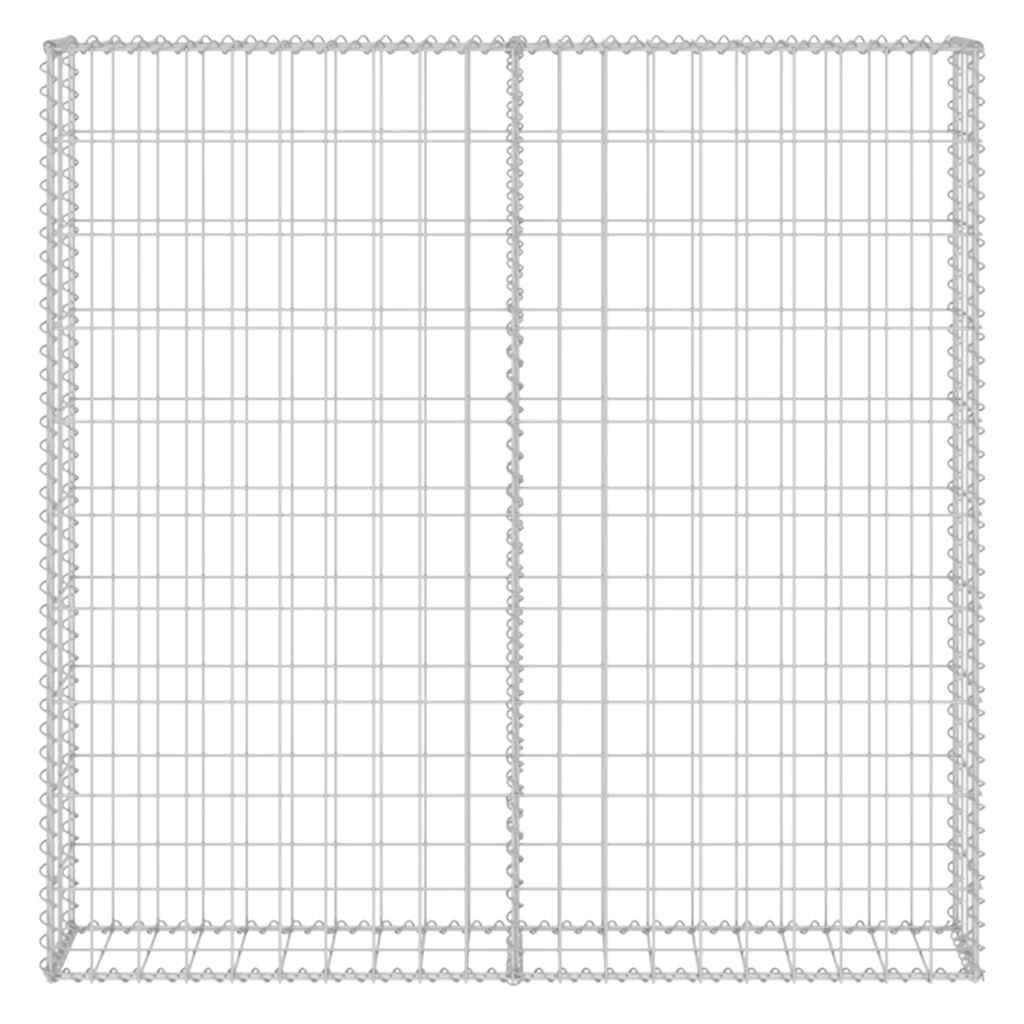 Gabionenwand mit Abdeckung Verzinkter Stahl 20×20×100 cm