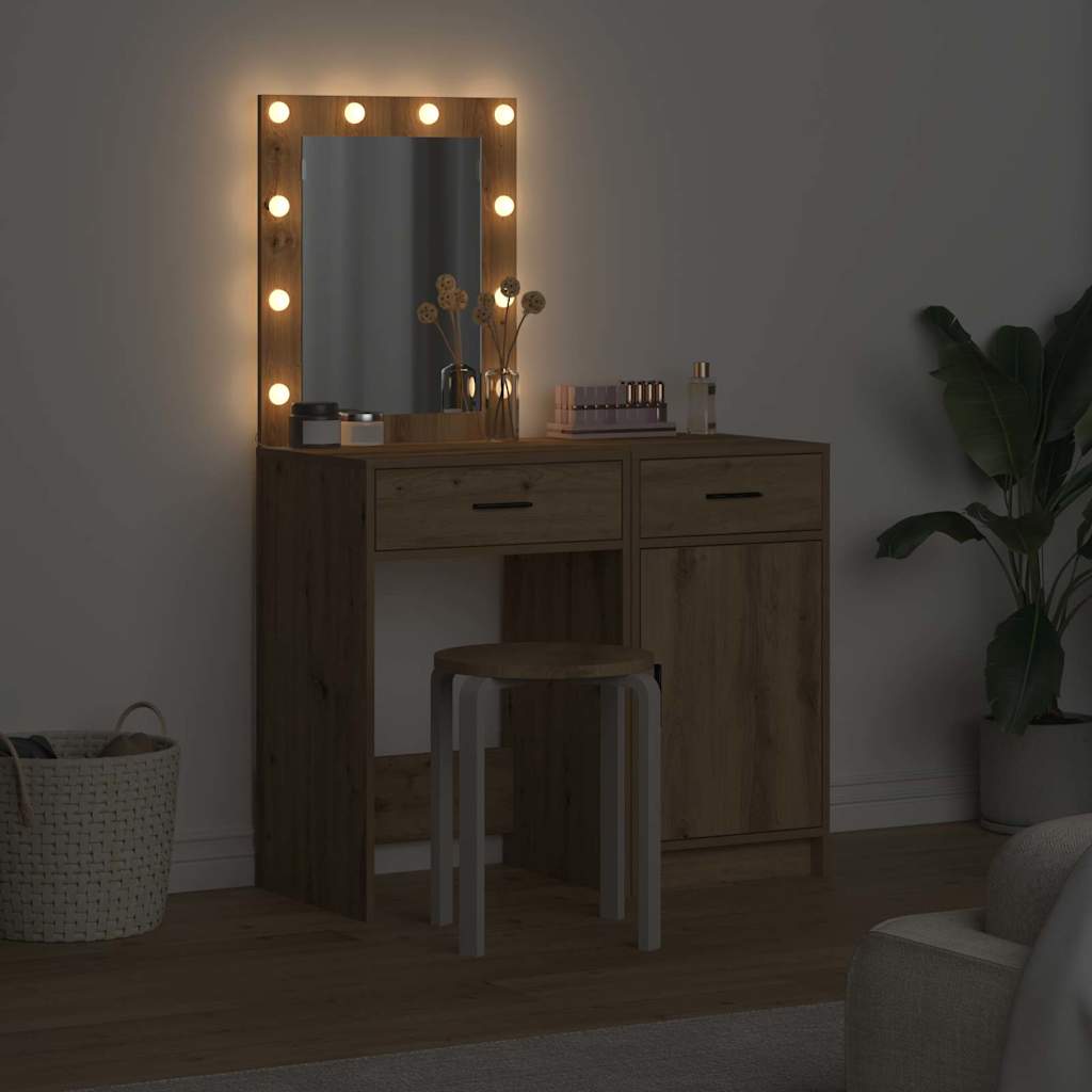 Schminktisch mit Tür 2 pcs Weiß 50 x 41 x 135 cm Holzwerkstoff