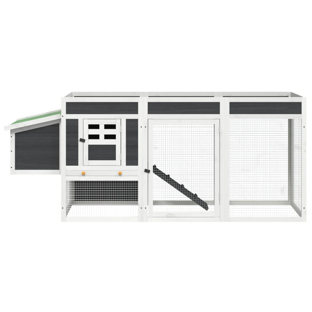 Hühnerstall Grau 204x50x84 cm Massivholz Kiefer