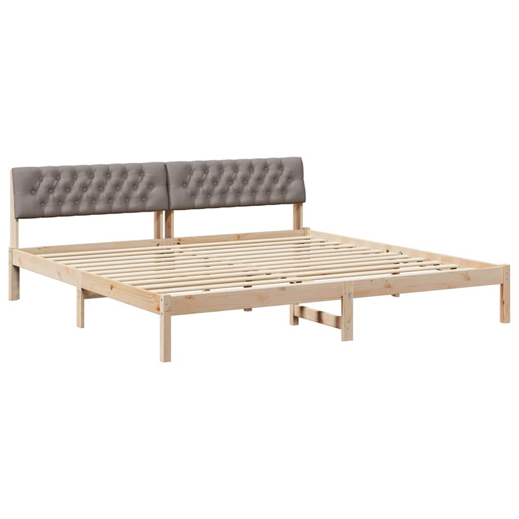 Bettgestell Braun und hellgrau 200 x 200 cm Massivholz Kiefer
