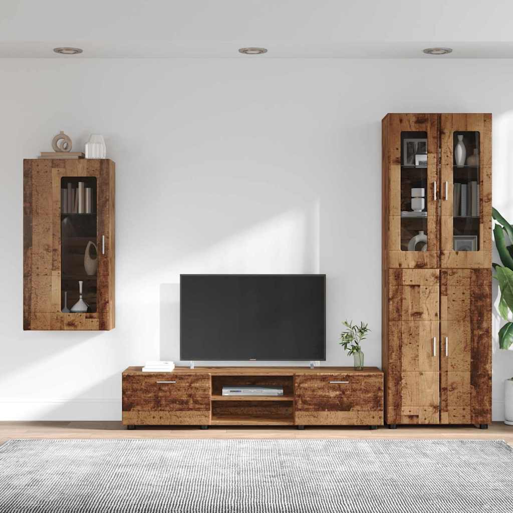 Highboard mit Regal FLORIN Weiß 60 x 35 x 182 cm Holzwerkstoff