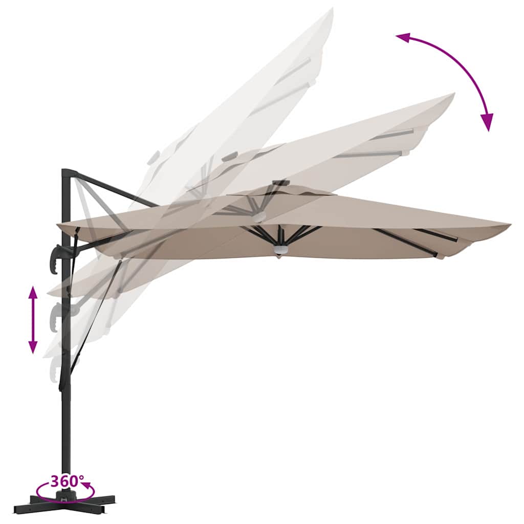 Roma Parasol Beige 286 x 284 x 270 cm Aluminium und Polyester