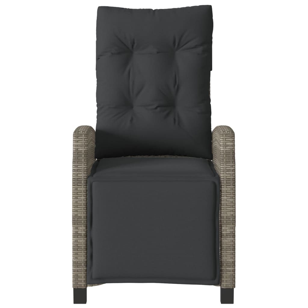 Gartensessel Verstellbar mit Kissen Schwarz Poly Rattan