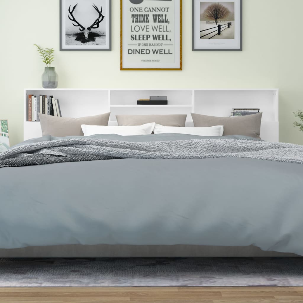Bett-Kopfteil mit Ablagen Weiß 100x19x103,5 cm