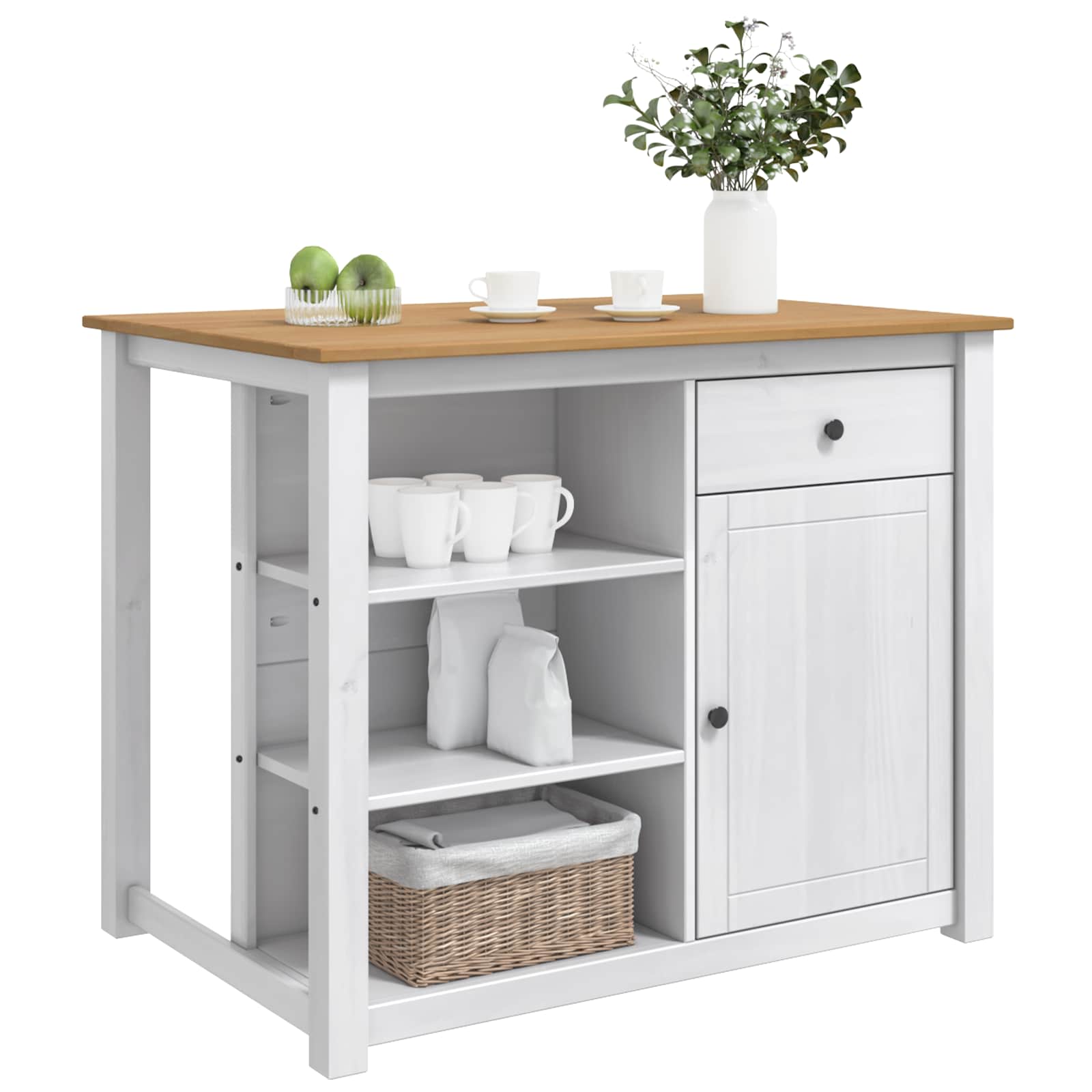 Küchentrolley mit Tür PANAMA 2 pcs Honigwachs 112 x 77 x 90 cm