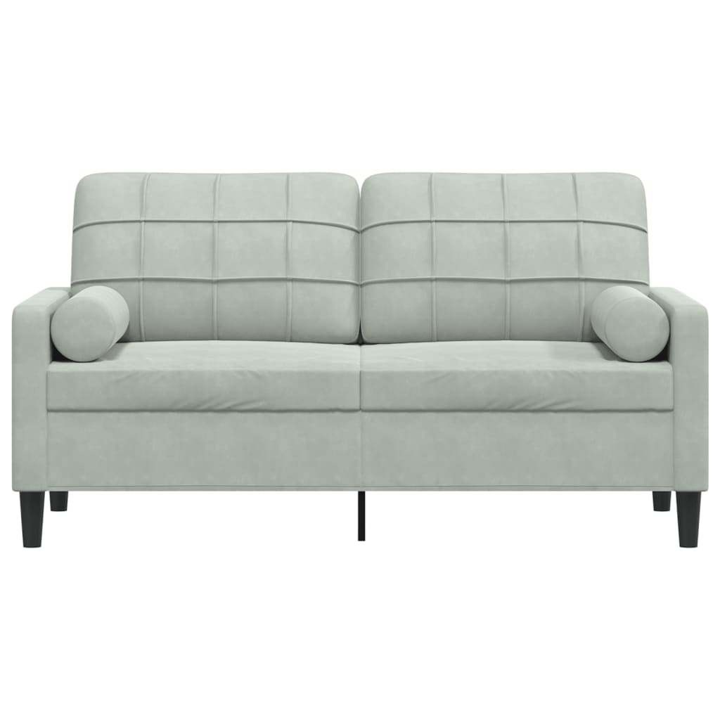 2-Sitzer-Sofa mit Zierkissen Hellgrau 120 cm Samt