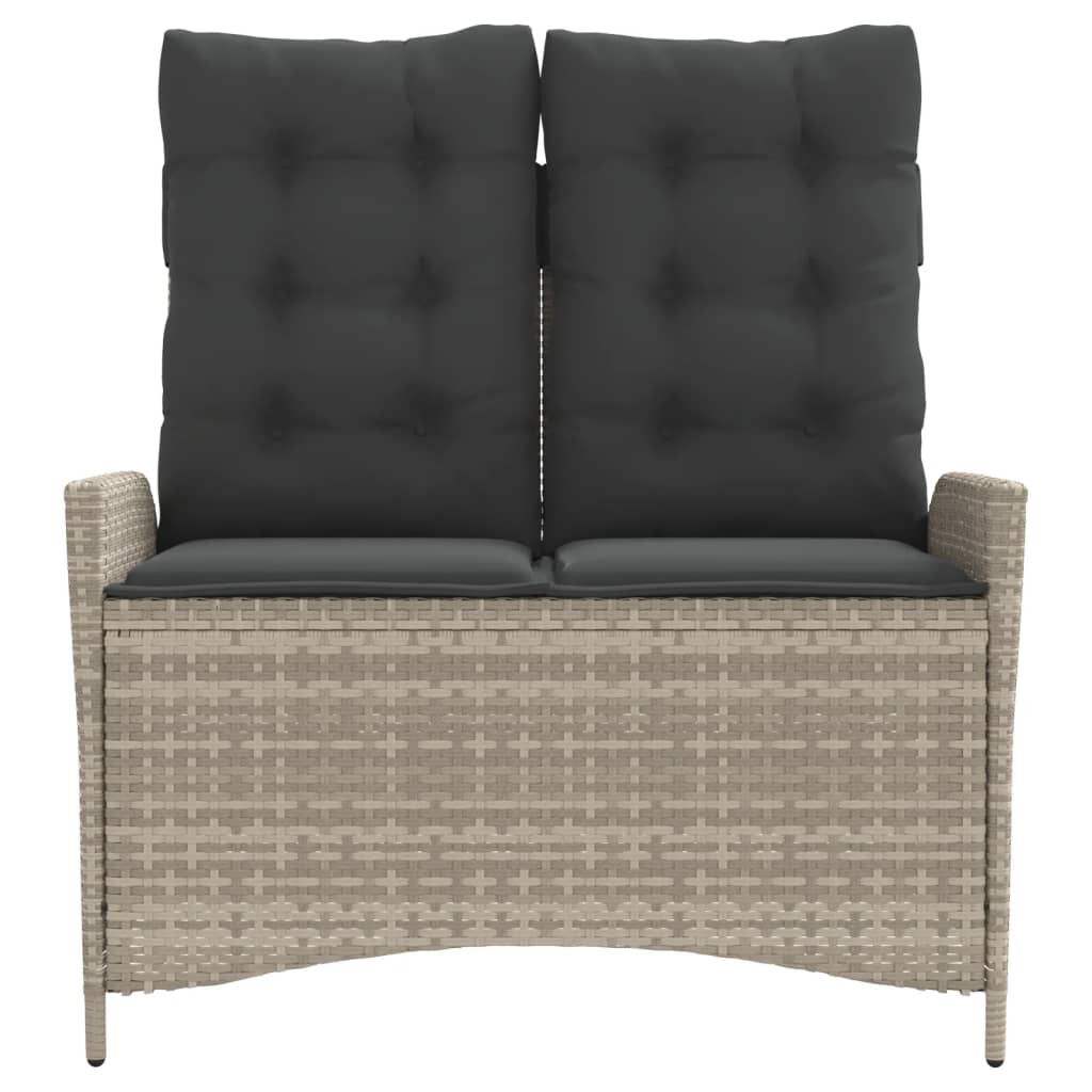 Gartenbank Verstellbar mit Kissen Schwarz Poly Rattan