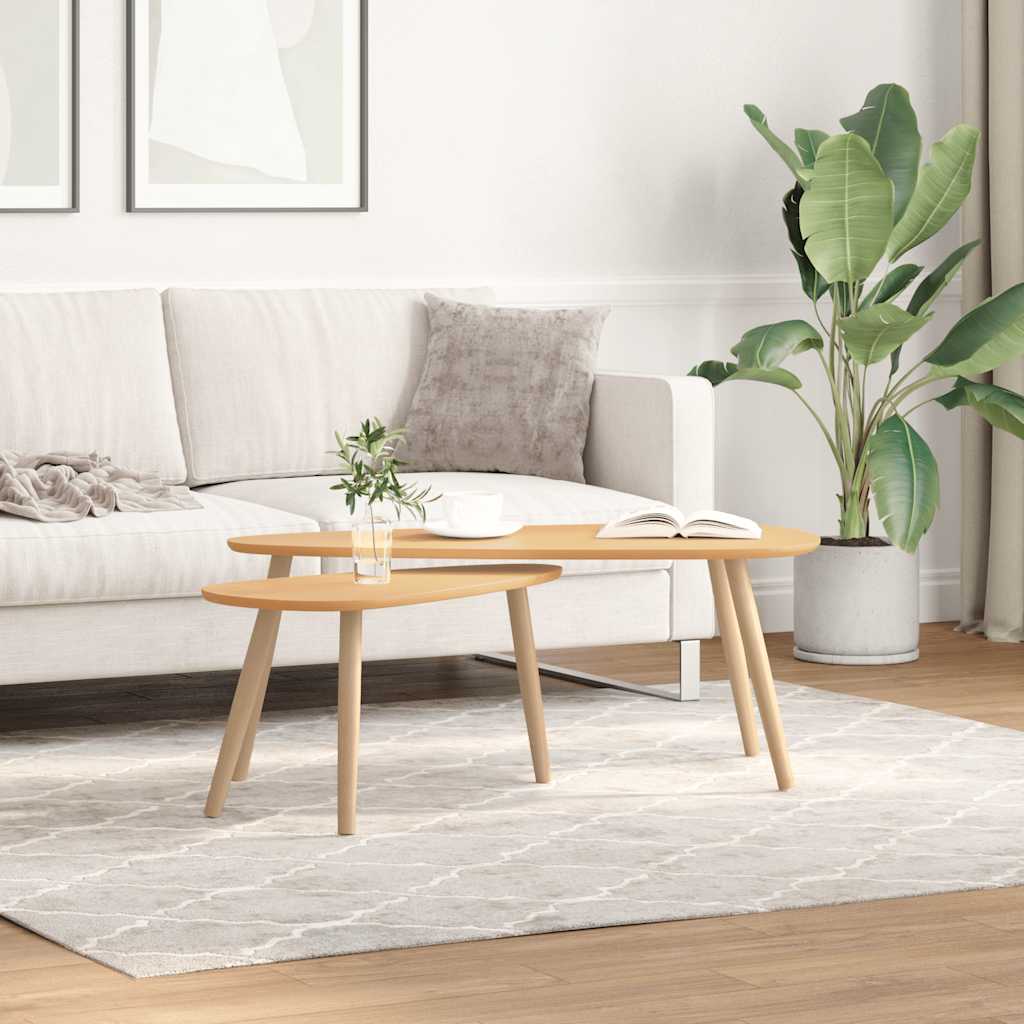 2-tlg. Couchtisch-Set Massivholz Kiefer Weiß