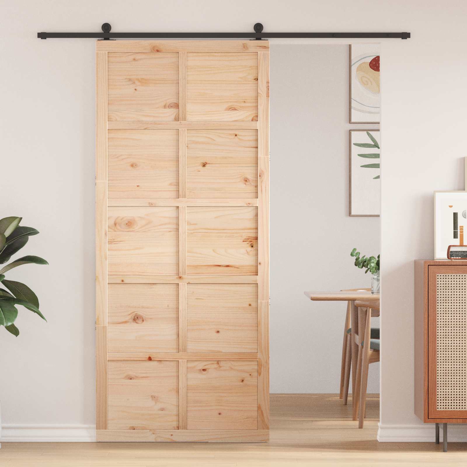 Scheunentür Natur 100 x 2,5 x 208 cm Massives Kiefernholz