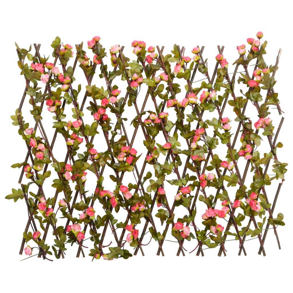 Rankgitter mit Künstlichem Efeu Erweiterbar Dunkelrosa 180x20cm
