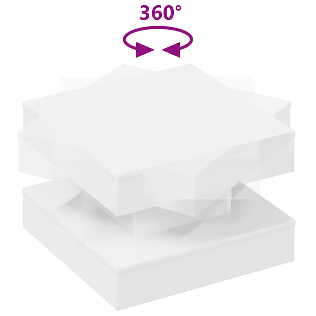 Couchtisch 360-Grad Drehbar Weiß 90x90x34,5 cm