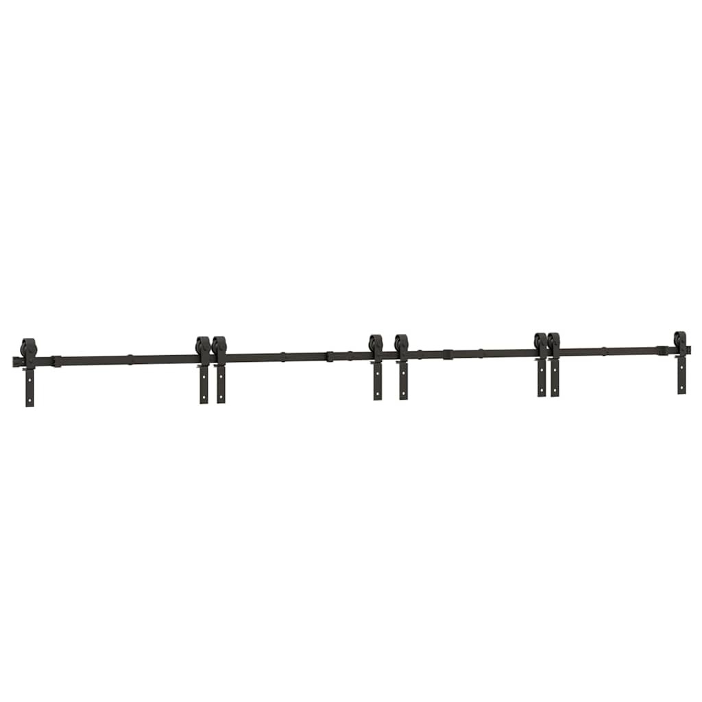 Schiebetürbeschlag-Set 366 cm Stahl Schwarz