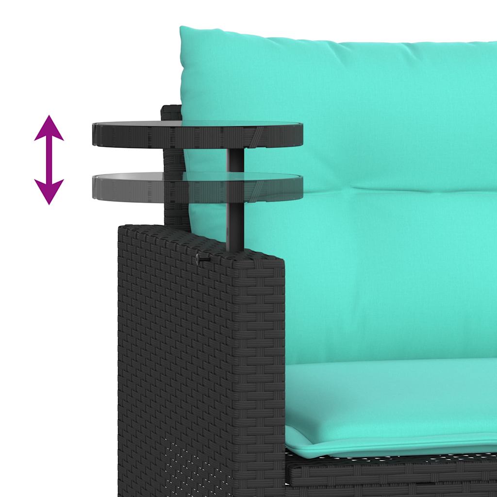 3-teiliges Gartensofa-Set mit Kissen, grau, Polyrattan