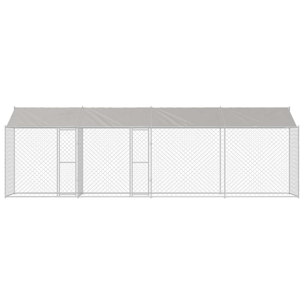 Hundezwinger mit Dach und Tür Grau 2x2x2 m Verzinkter Stahl