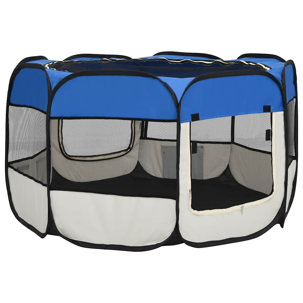 Faltbarer Welpenlaufstall mit Tragetasche Schwarz 90x90x58 cm
