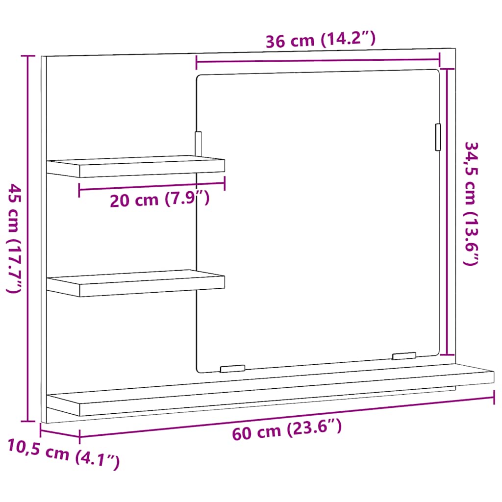 Badspiegel Weiß 60x10,5x45 cm Holzwerkstoff