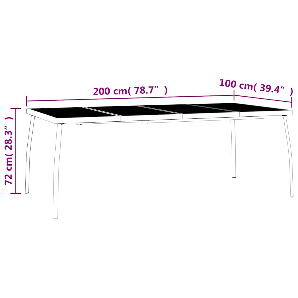 Gartentisch Anthrazit 100x100x72 cm Stahlgitter