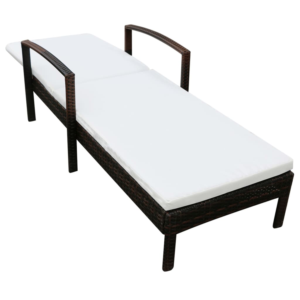 Sonnenliege mit Armlehnen Poly Rattan Grau
