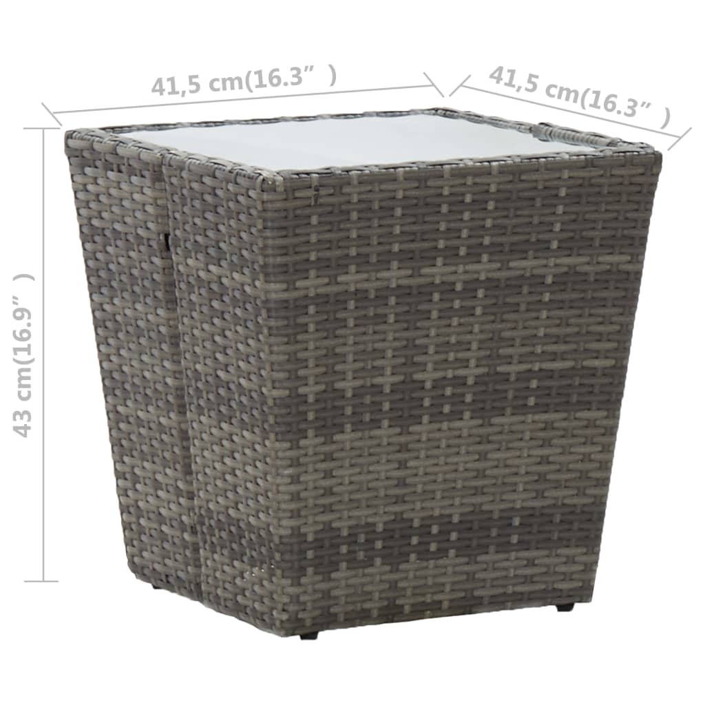 Beistelltisch Beige 41,5x41,5x44 cm Poly Rattan und Hartglas