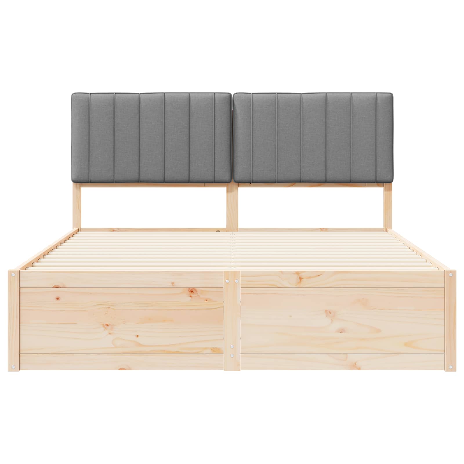 Bettgestell mit gepolstertem Kopfteil Hellgrau 200 x 200 cm
